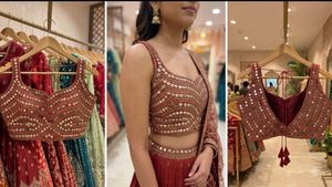 Stunning Red Embellished Lehenga Choli