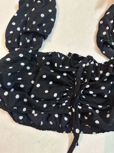 Chic Polka Dot Ruched Crop Top