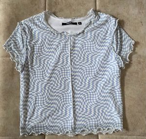 Mesh Checkered Crop Top