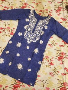 Blue Embroidered Kurta