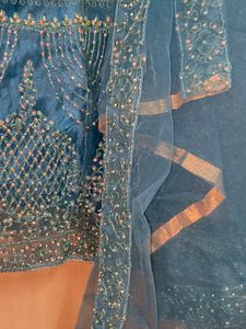 Teal Blue designer Fairy Lehanga