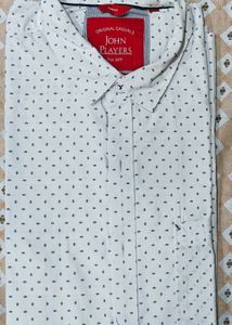 John Players White Printed Shirt