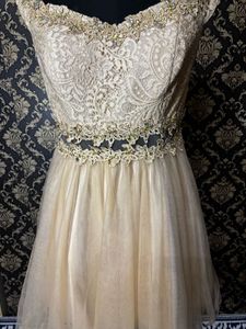 Sparkling Gold Lace Party Dress