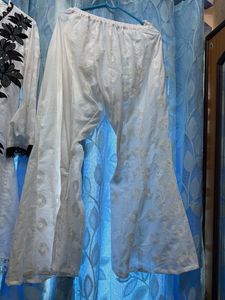 White Kurta with Black Floral Embroidery