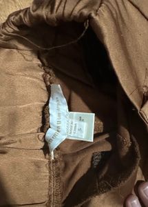 Brown Satin Wide Leg Pants