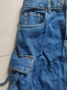 Denim Cargo Mini Skirt