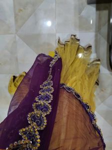 yellow and purple beautiful lehnga