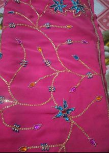 Embroidered Pink Saree