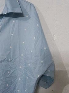Light Blue Polka Dot Button-Up Shirt