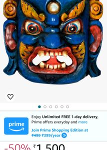 Handicraft Wooden Tibetan Buddhist Deity Mask