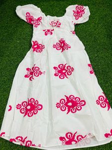 Beautiful White &amp; Pink Floral Maxi Dress