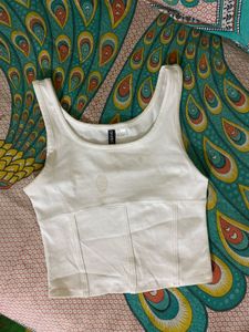 White Cropped Tank Top