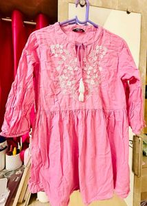 Pink Embroidered Kurta