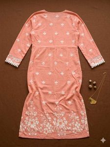 Peach Embroidered Kurta Set