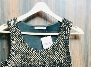Sparkly Black Sleeveless Mini Dress