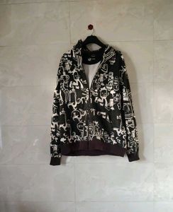 Graphic Print Zip-Up Hoodie