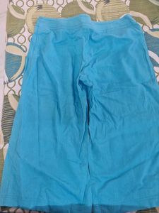 Blue Cropped Wide Leg Pants