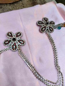 Vintage Rhinestone Flower Collar Clips