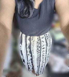 Long Black N White Trendy Western Dress