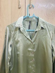 Silky Green Button-Up Shirt