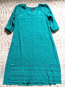 Teal Sequined Kurta