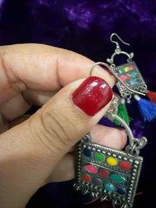 Boho Tassel Earrings with Colorful Stones