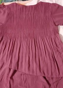 Dusty Rose Puff Sleeve Smocked Top for Women