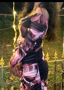 Ruched Print Off-Shoulder Dress