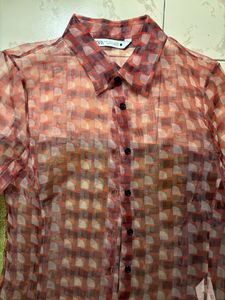 Zara Organza Shirt 🧡🤎