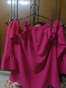 Pink Off-Shoulder Ruffle Top