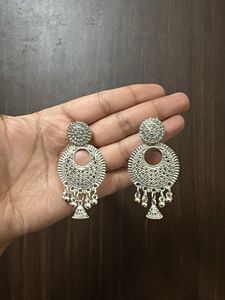 2 pairs  Oxidized Silver Jhumka Earrings