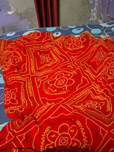 Vibrant Red Bandhani Saree