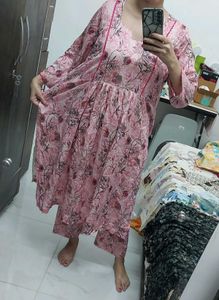 Pink Floral Kurta Set