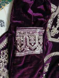 Bust 38 Elegant Embroidered Velvet Kurta Set