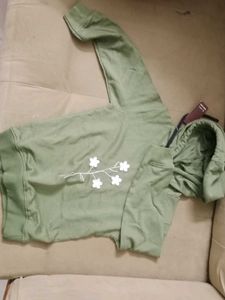 Cute Green Hoodie with Floral Design