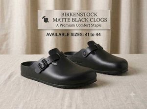 Classic Birkenstock Boston Eva Black Clogs,