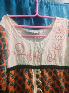 Orange Patterned Kurta