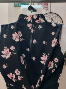 Floral Print High Neck Slit Kurta