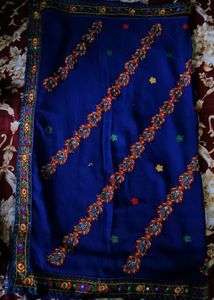 Embroidered Navy Blue Saree