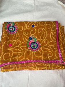 Embroidered Mustard Yellow Saree