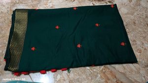 Designer Dark Green Embroidered Saree