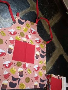 combo Cute Coffee Themed Apron &oven glove