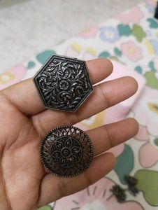Boho Oxidized Silver Jhumka Necklace Set