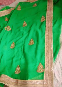 Vibrant Green Embroidered Saree