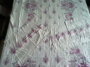 Printed Pink-white King Size Bedsheet Set