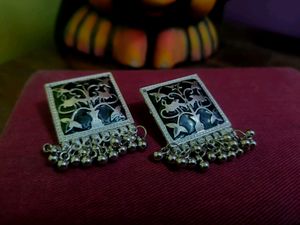 Oxidised Black &amp; silver Combination Earrings.