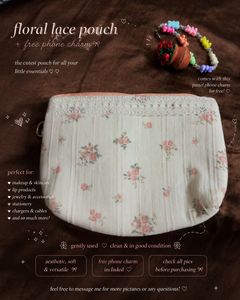 [SALE] coquette floral pouch + free phone charm 💞