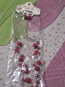 Red Beaded Necklace &amp; Earring Set