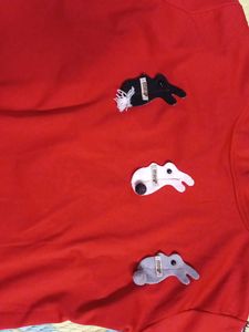Red Tee with Bunny Patches