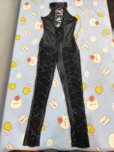 Black Strappy Punk Elastaine Jumpsuit